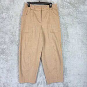 Express Pants Womens 10 Beige High Rise Crop Straight Leg Utility Twill Stretch